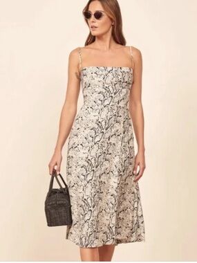 Reformation Vollare Snakeprint midi dress size 0 EUC